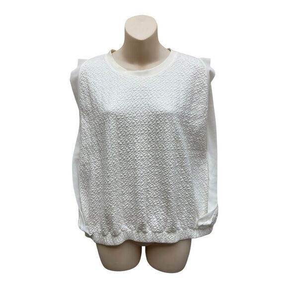 Zara Trafaluc Off White Sz M Muscle Tee Blouse Elastic Waist Sleeveless Pullover - Picture 1 of 7